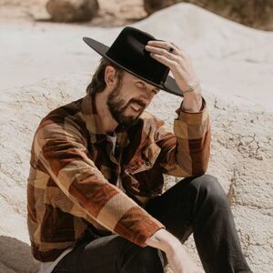 New Will + Bear Calloway Black Wide Brim 100% Wool Hat/Fedora SM Western